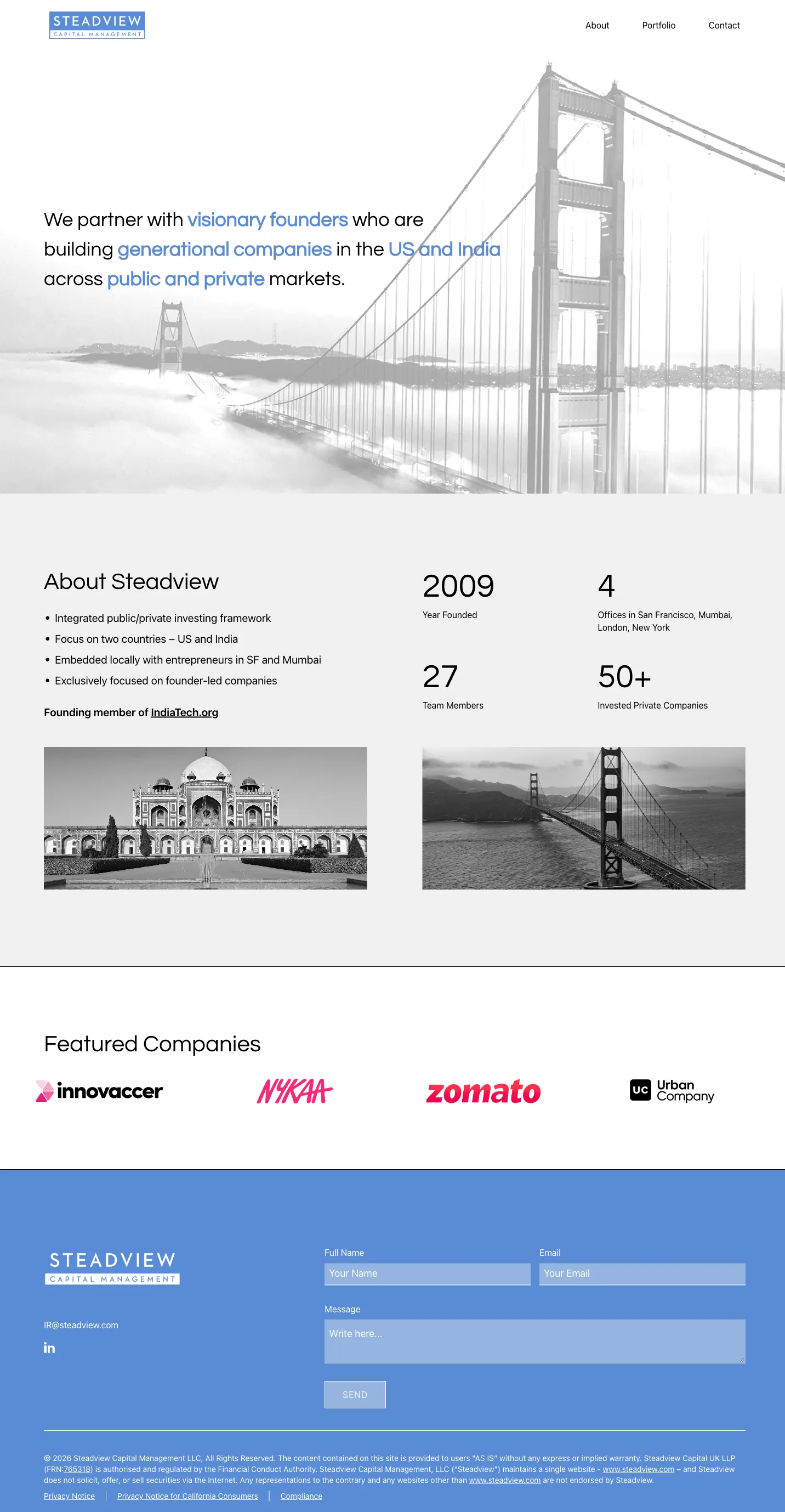 Steadview Capital website before the Everything Design redesign, captured 29 Sep 2026