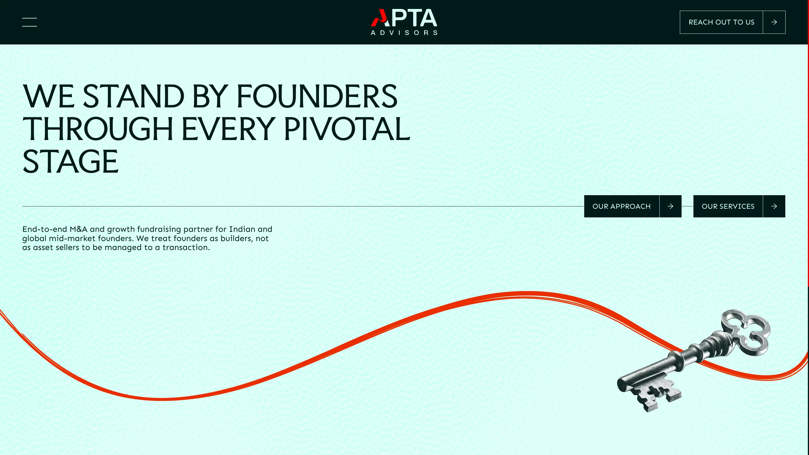 APTA Advisors website homepage: We stand by founders through every pivotal stage