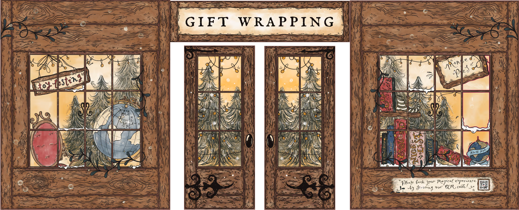 Illustration of christmas store front