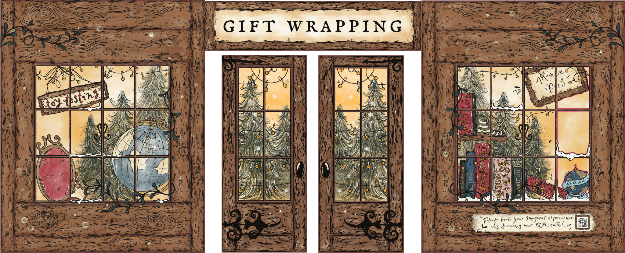 Illustration of christmas store front 