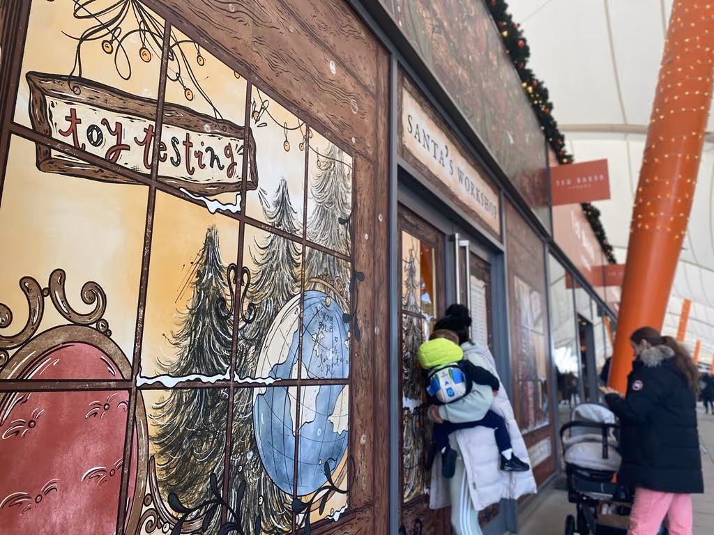 Photo of christmas store front that was illustrated and printed