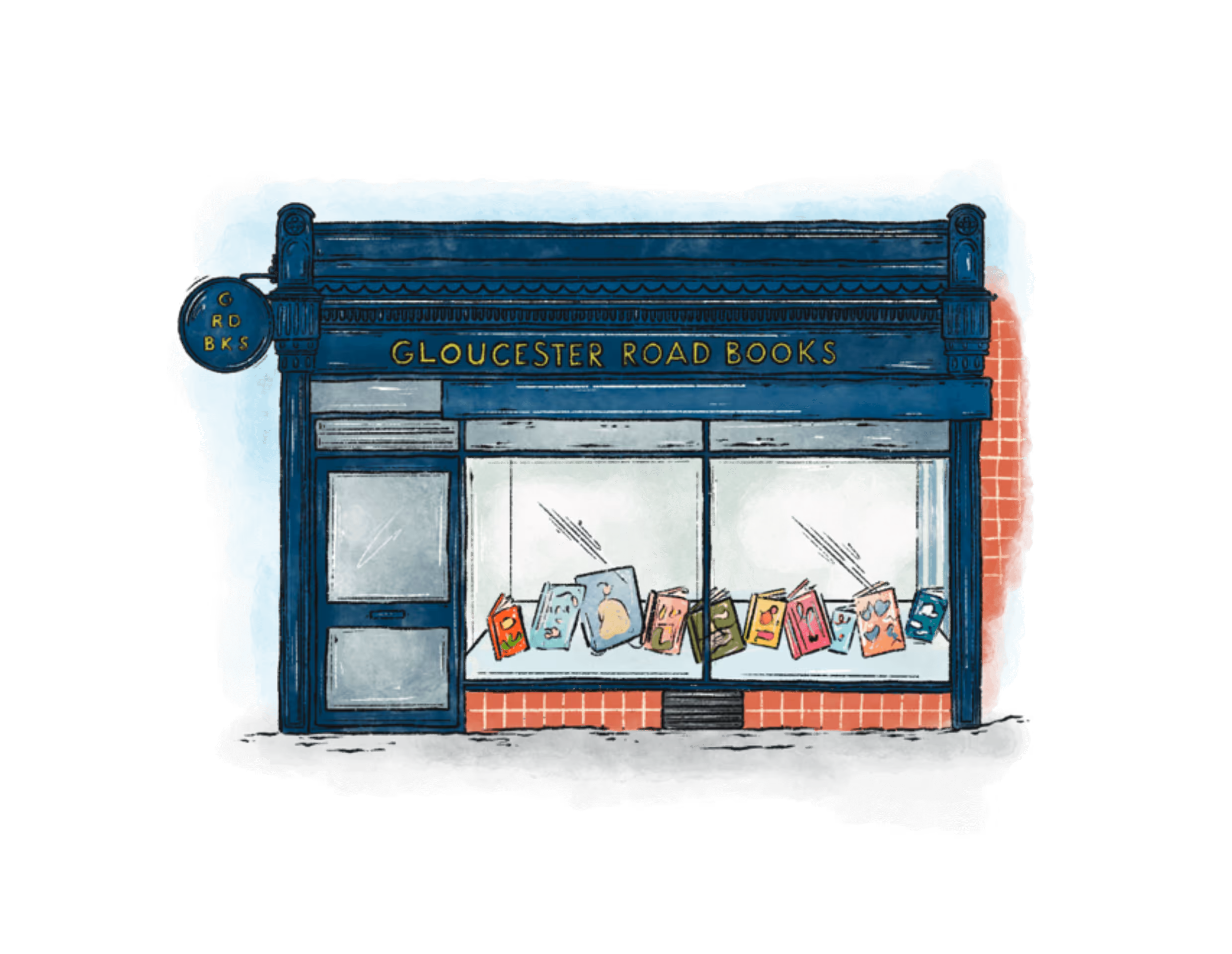Pen and ink illustration of a British independent bookshop for the Big Issue's World Book Day 2022 issue.