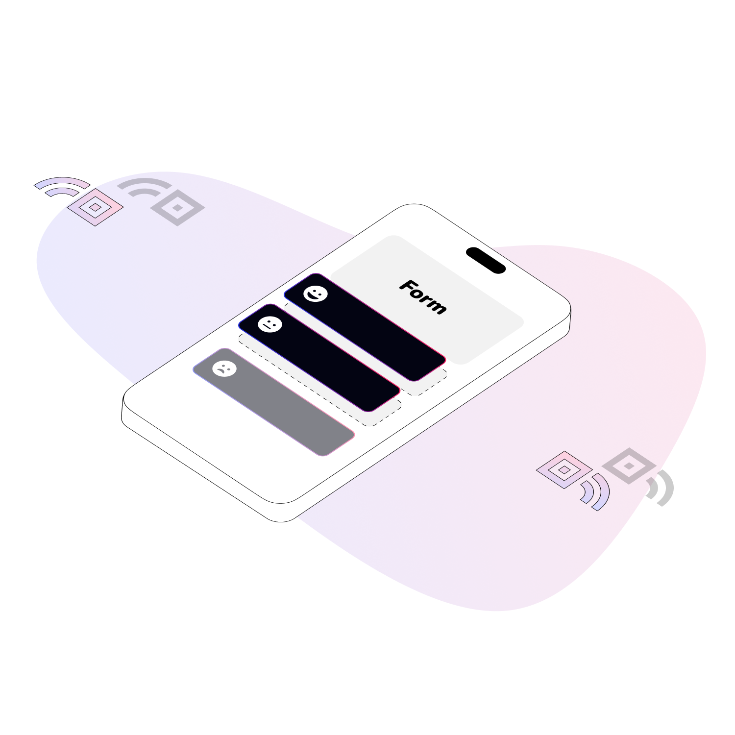 An illustration showcasing the built-in form builder in Ubiqod