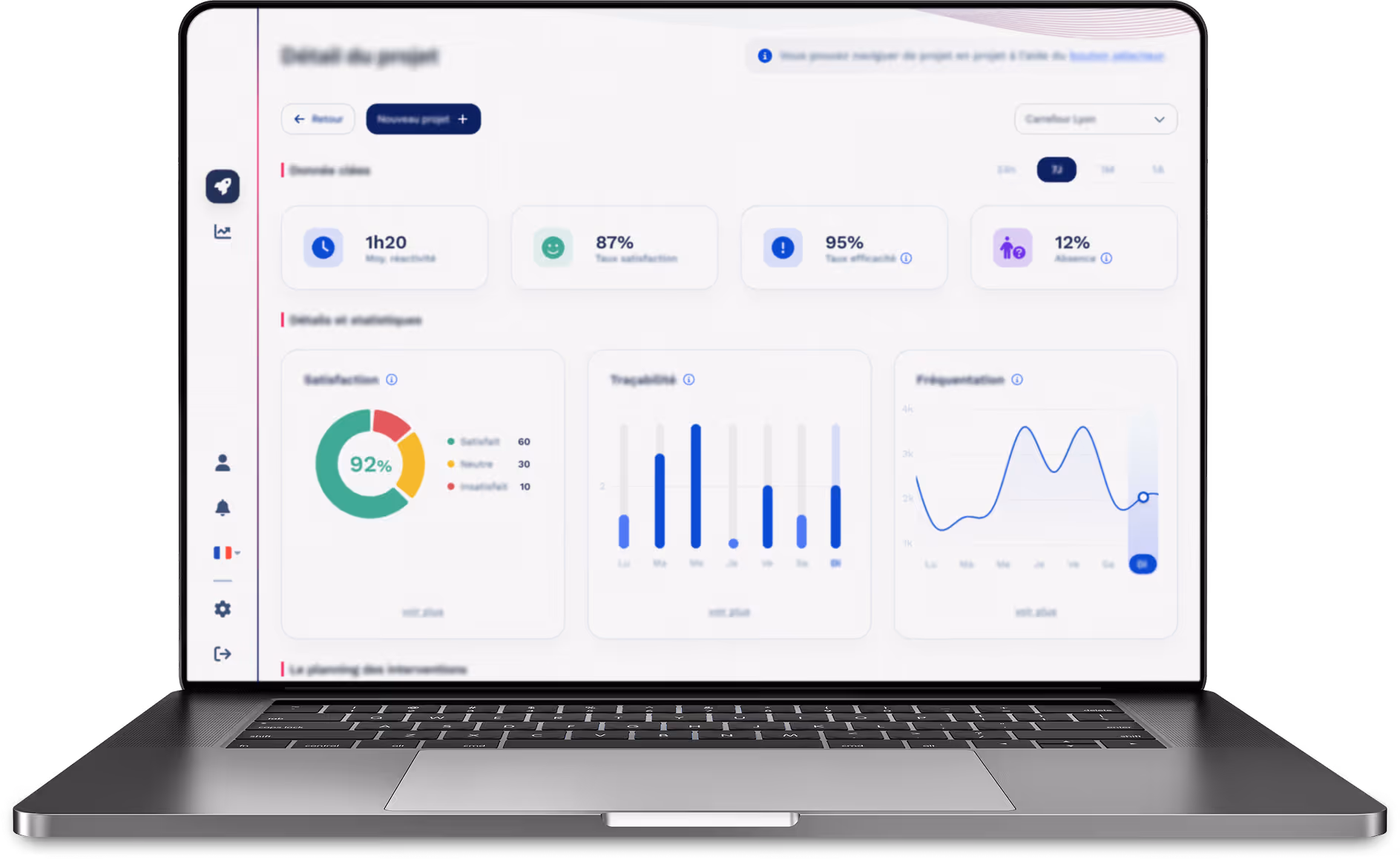 Laptop displaying Ubiqod field data management interface for Taqt partners