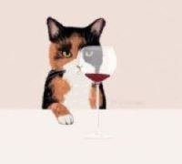 A cute cat drinking wine.