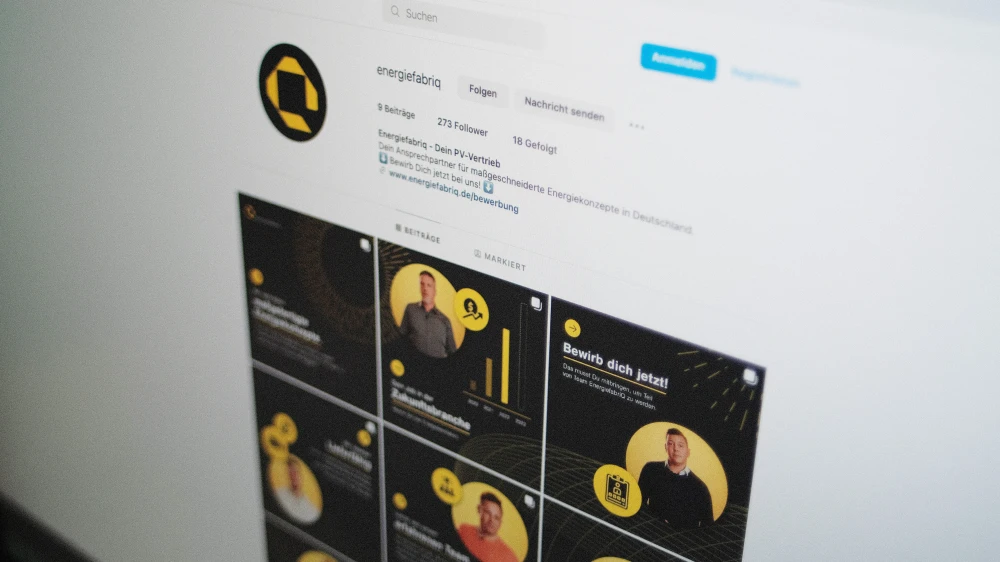 Instagram-Profil der Energiefabriq mit Beiträgen der Recruitingkampagne.