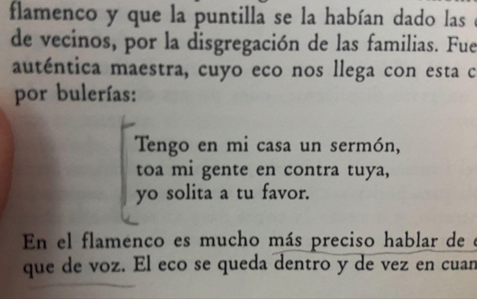 Una copla que leí mientras escuchaba a Luis. Francamente atrapada por esta recomendación del librero.