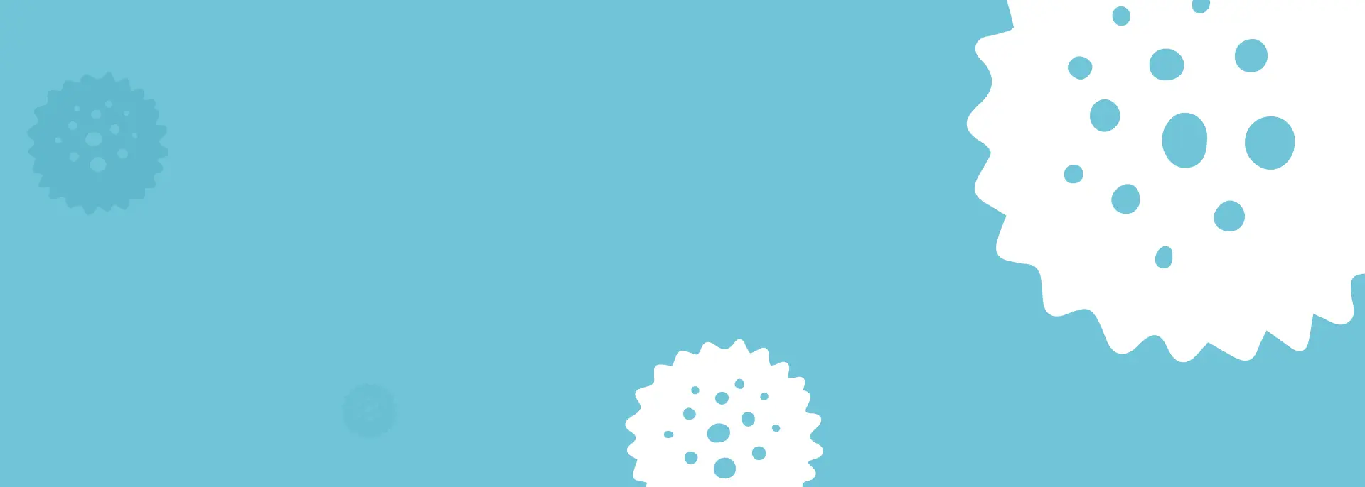 light blue background with white spores
