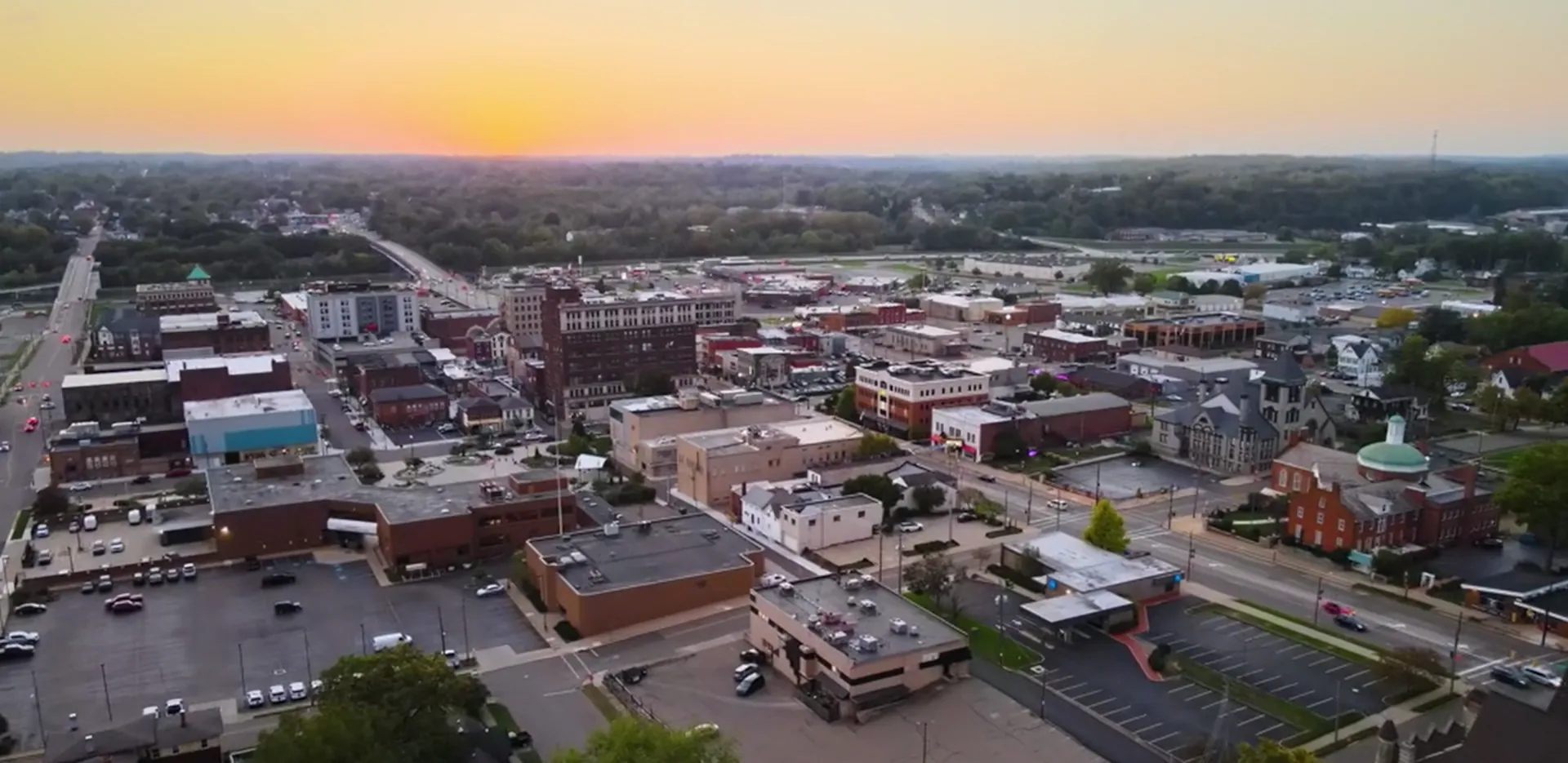 Aerial view of downtown Massillon, Ohio