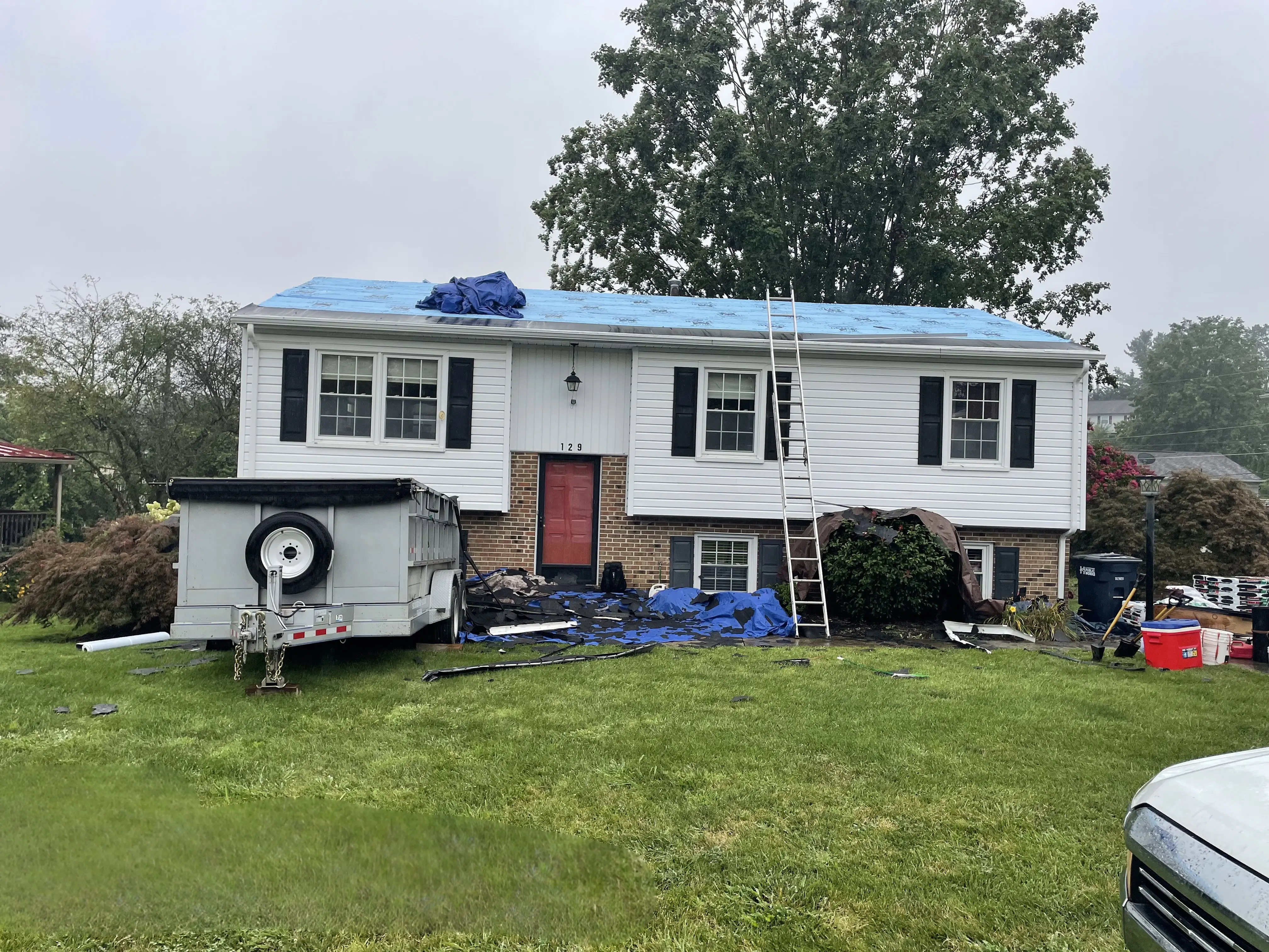 New synthetic underlayment and ice and water shield installed during roof replacement in Harrisonburg VA.