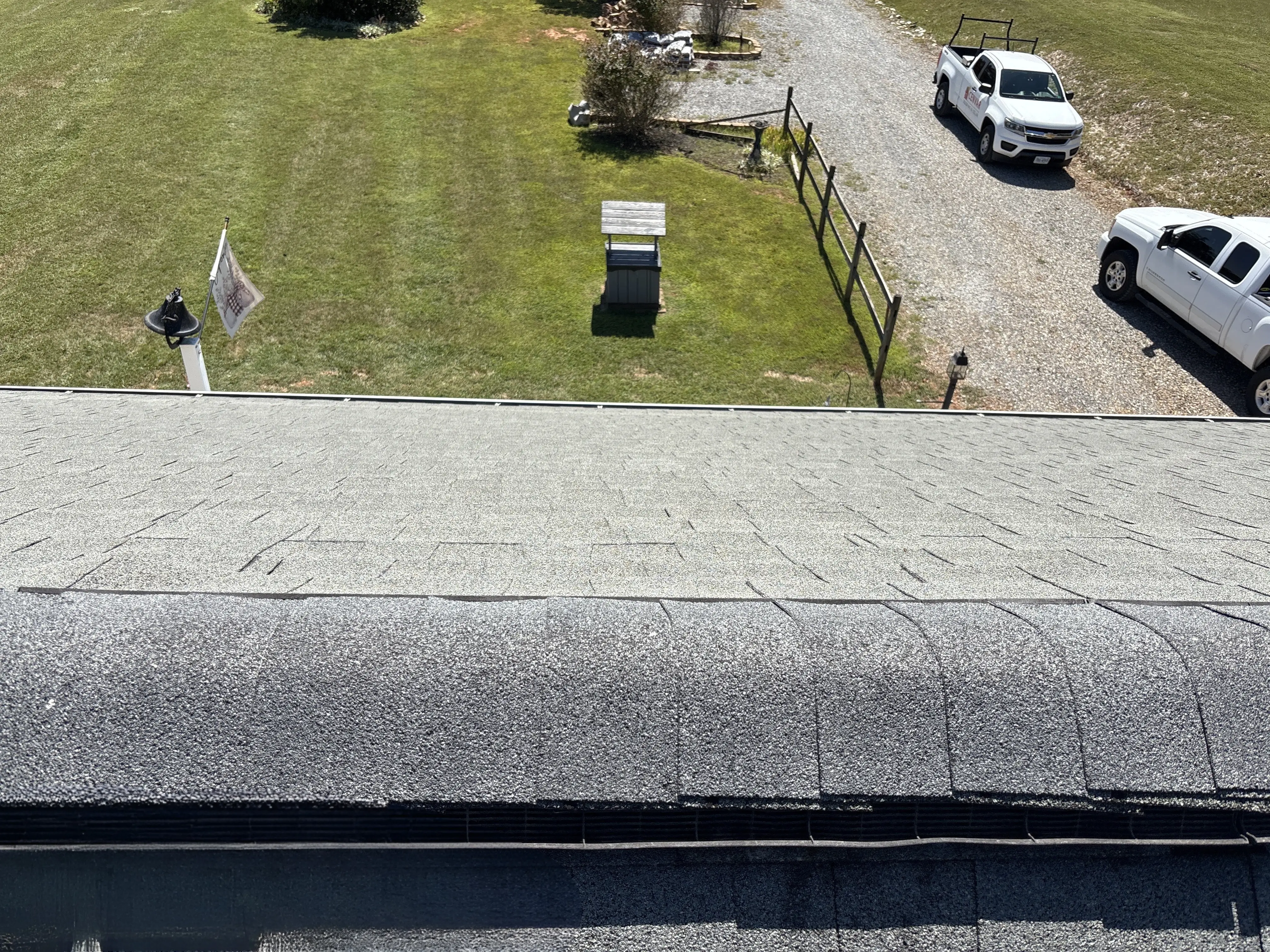 Front view of one-story Bedford VA home inspected for roof replacement estimate.