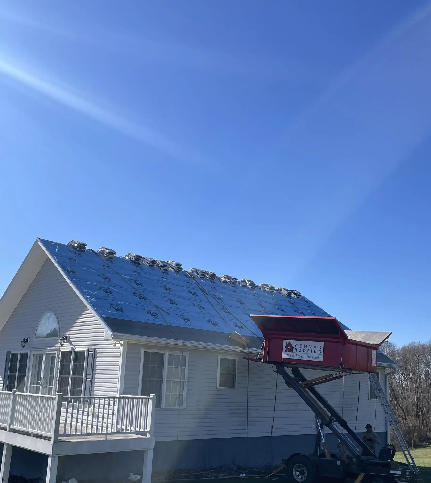 Shingles stacked and ready to go for a roof replacement in the NRV