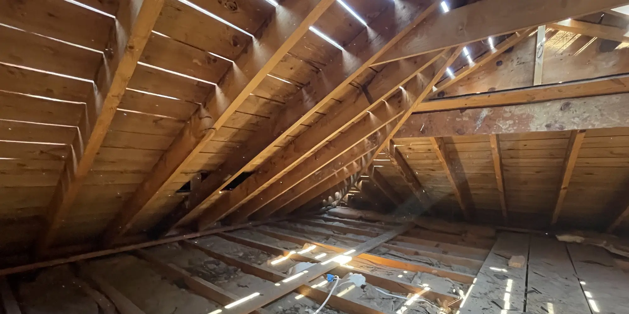 The view in the attic once the roof was torn off in Danville VA