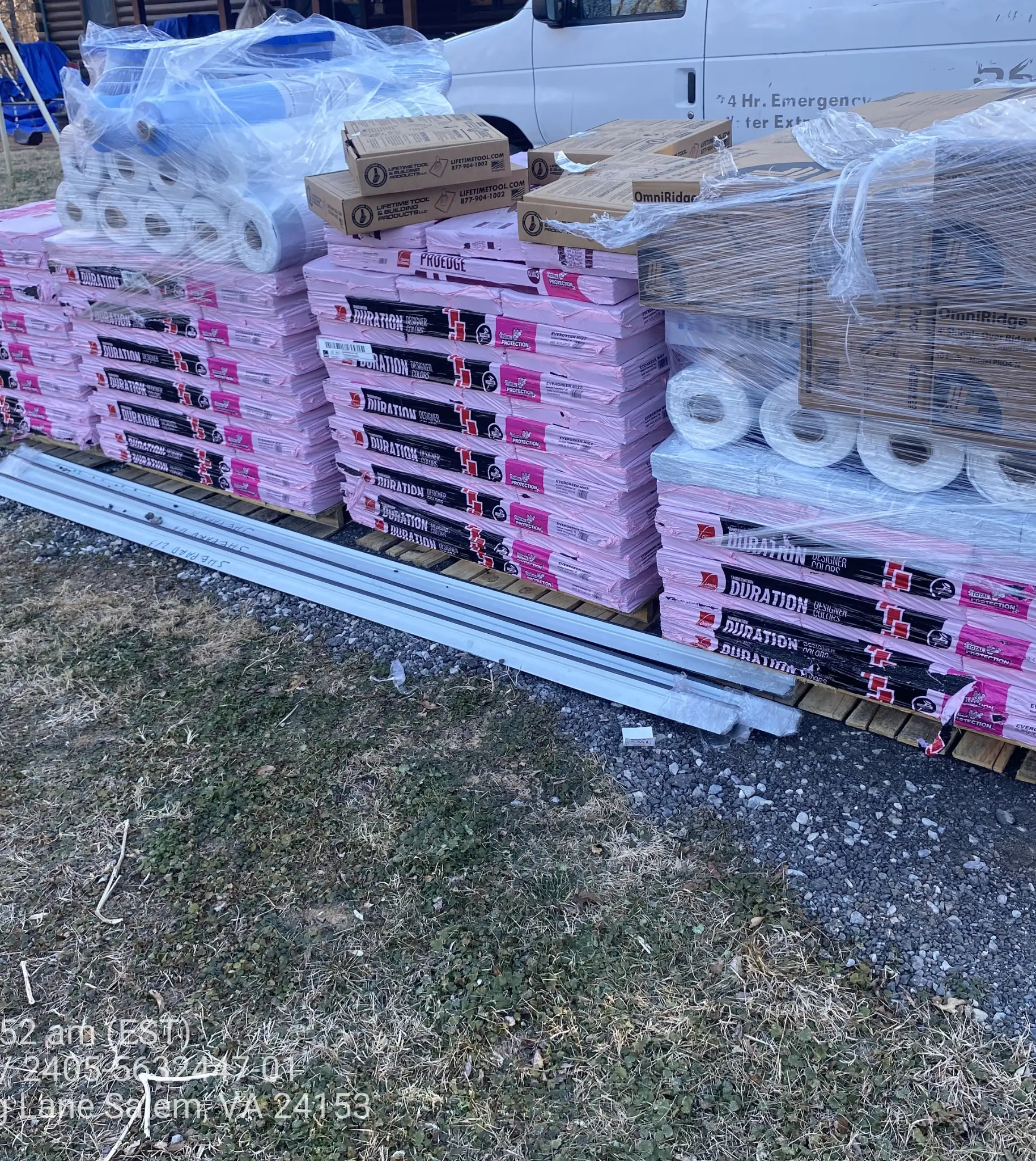 Stack of roofing materials for this salem roof replacement