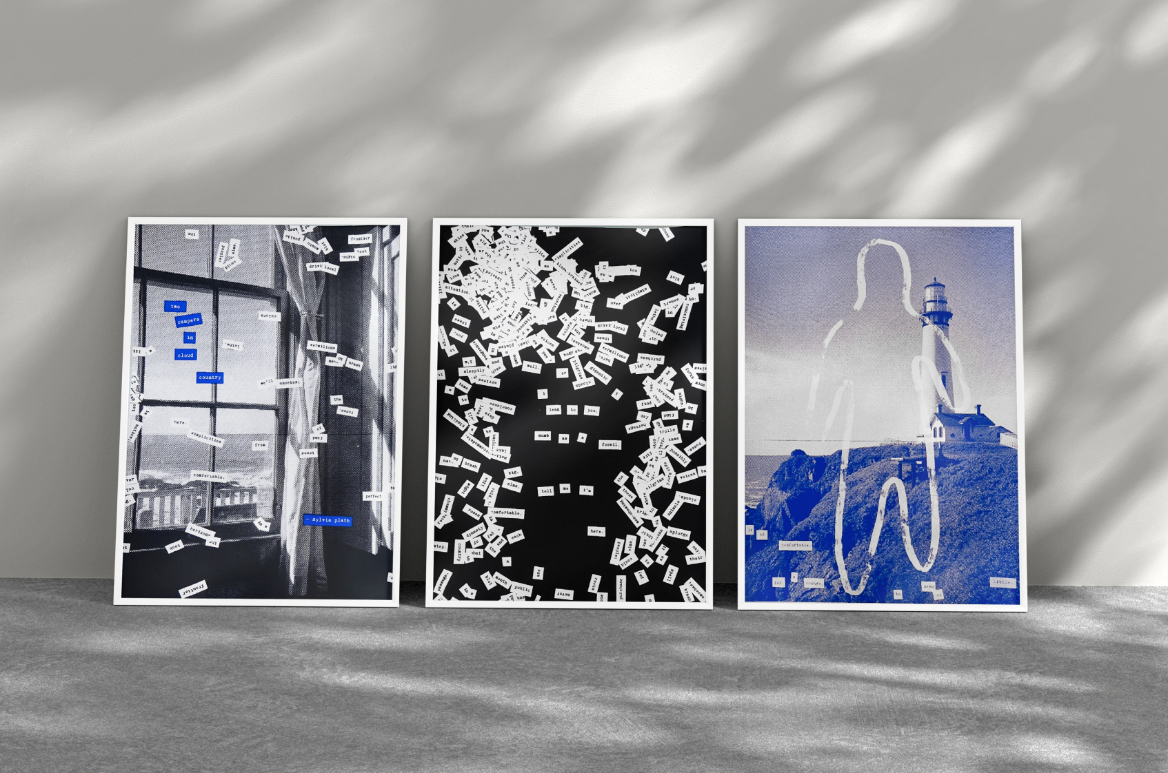 Three screen prints in frames