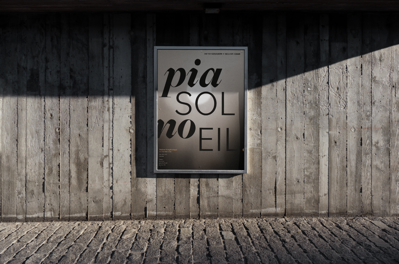 Poster 'Piano-Soleil' in an urban setting