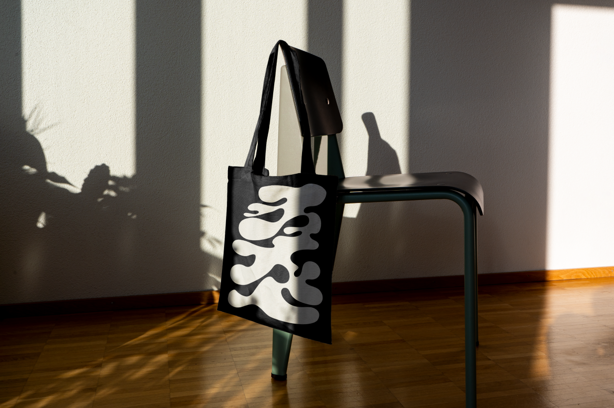 Tote bag featuring the blob form