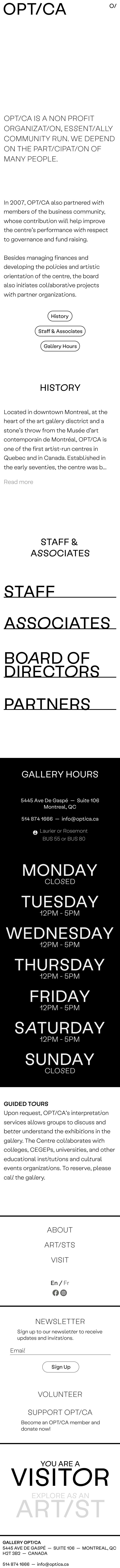 OPTICA Mobile About page