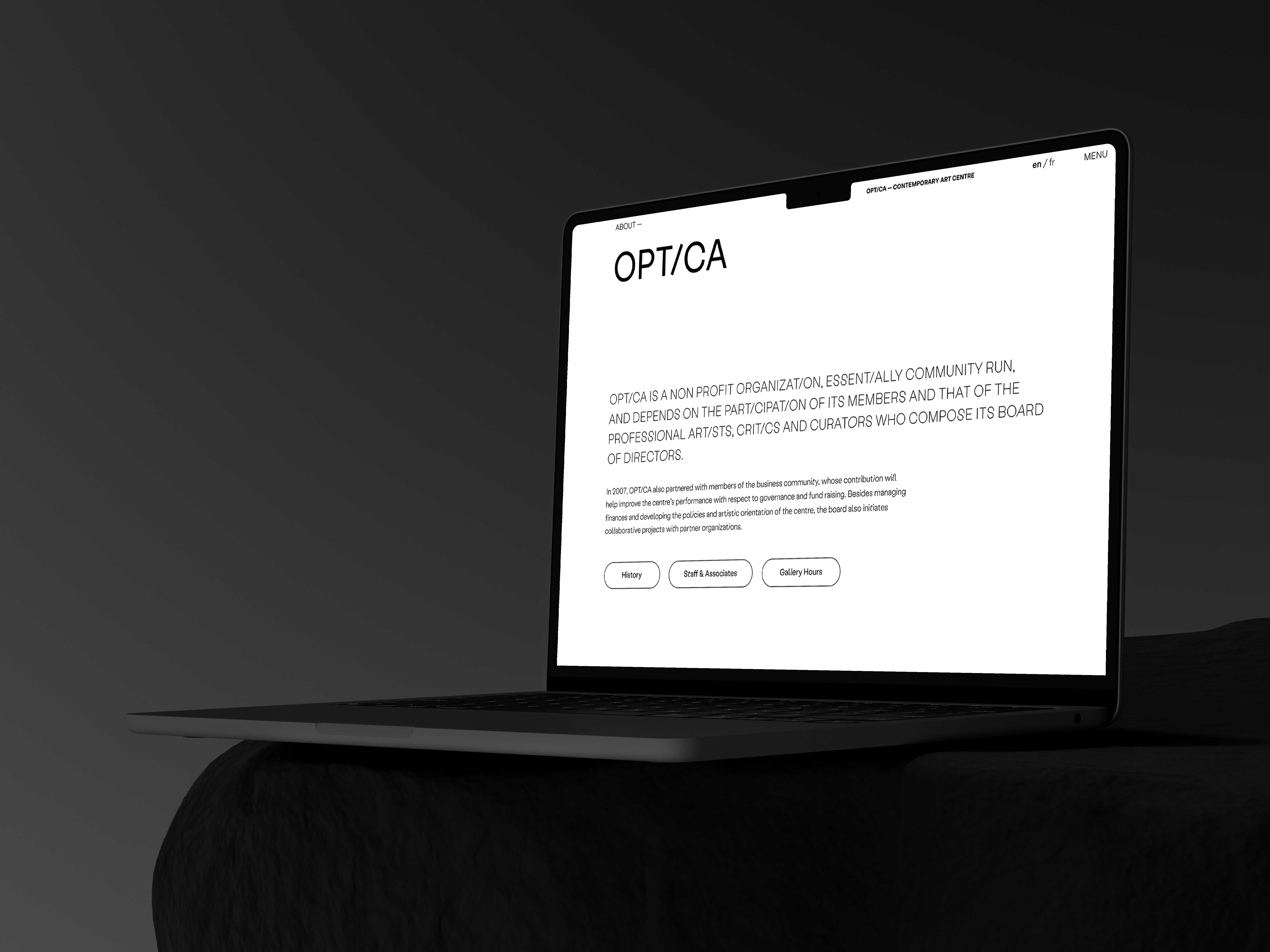 About page on screen