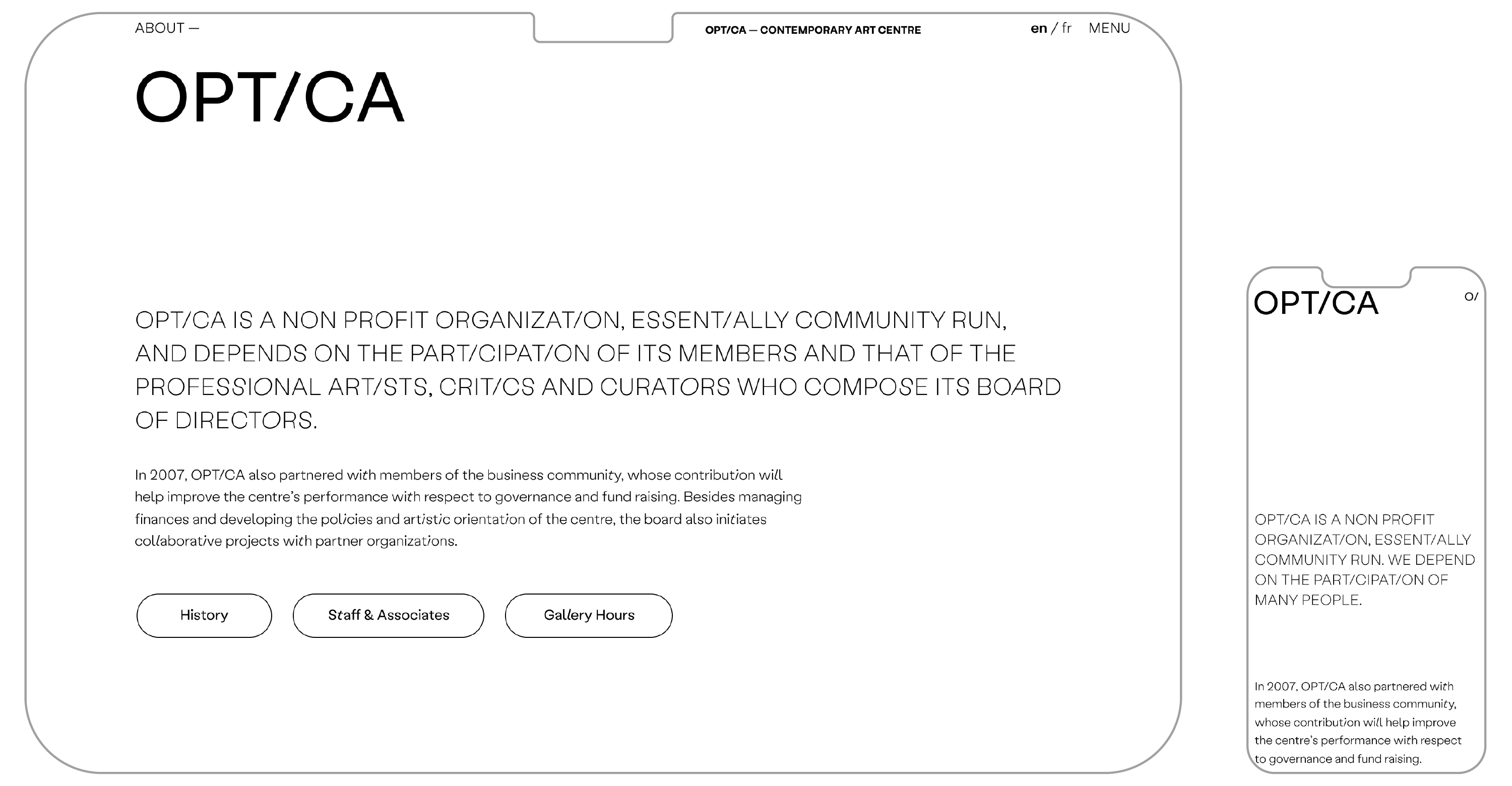 OPTICA Desktop and mobile version of Home page