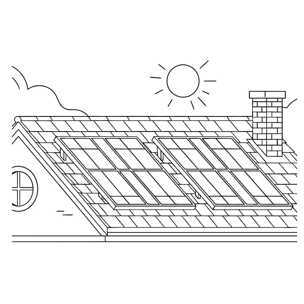 sketch of roof solar shingles