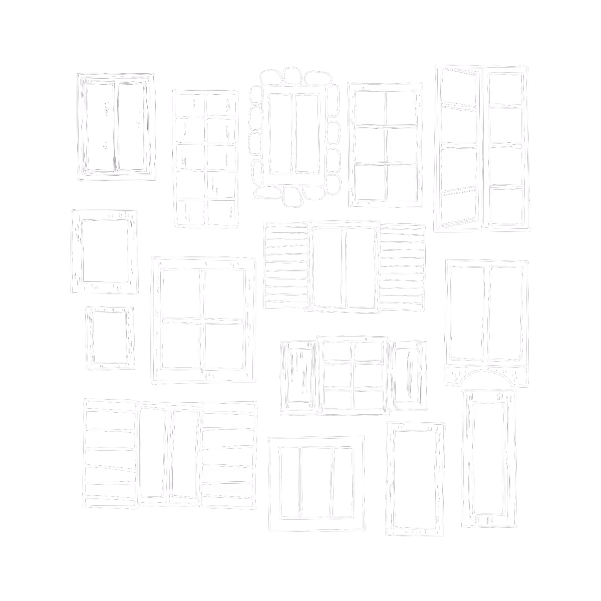 sketches of various windows