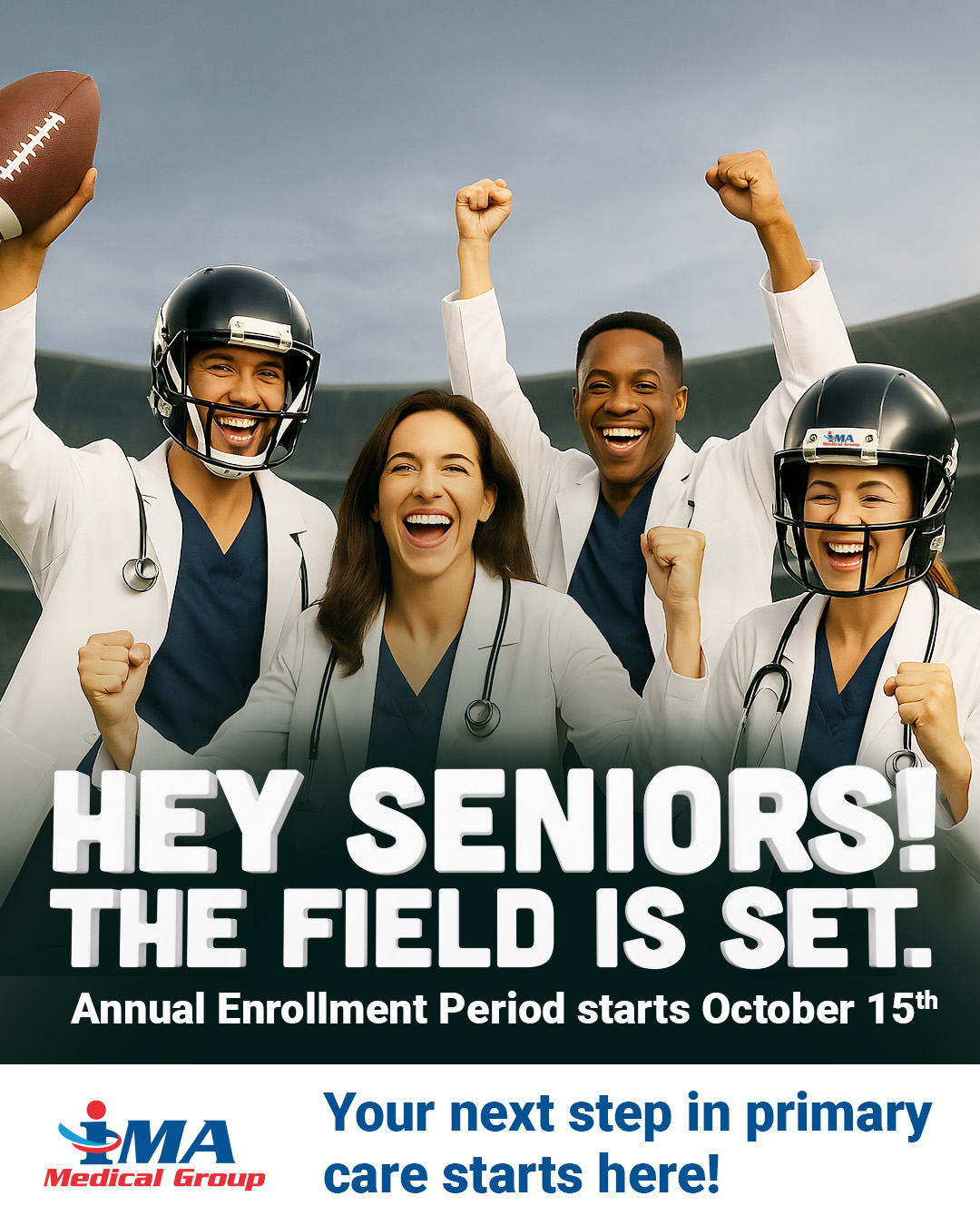 Turning 65 soon? Let IMA Medical Group be the Quarterback of your Senior Primary Care! We’ll help you stay healthy, supported, and cared for like family. 💙
👉 Join us as a patient by clicking the link 