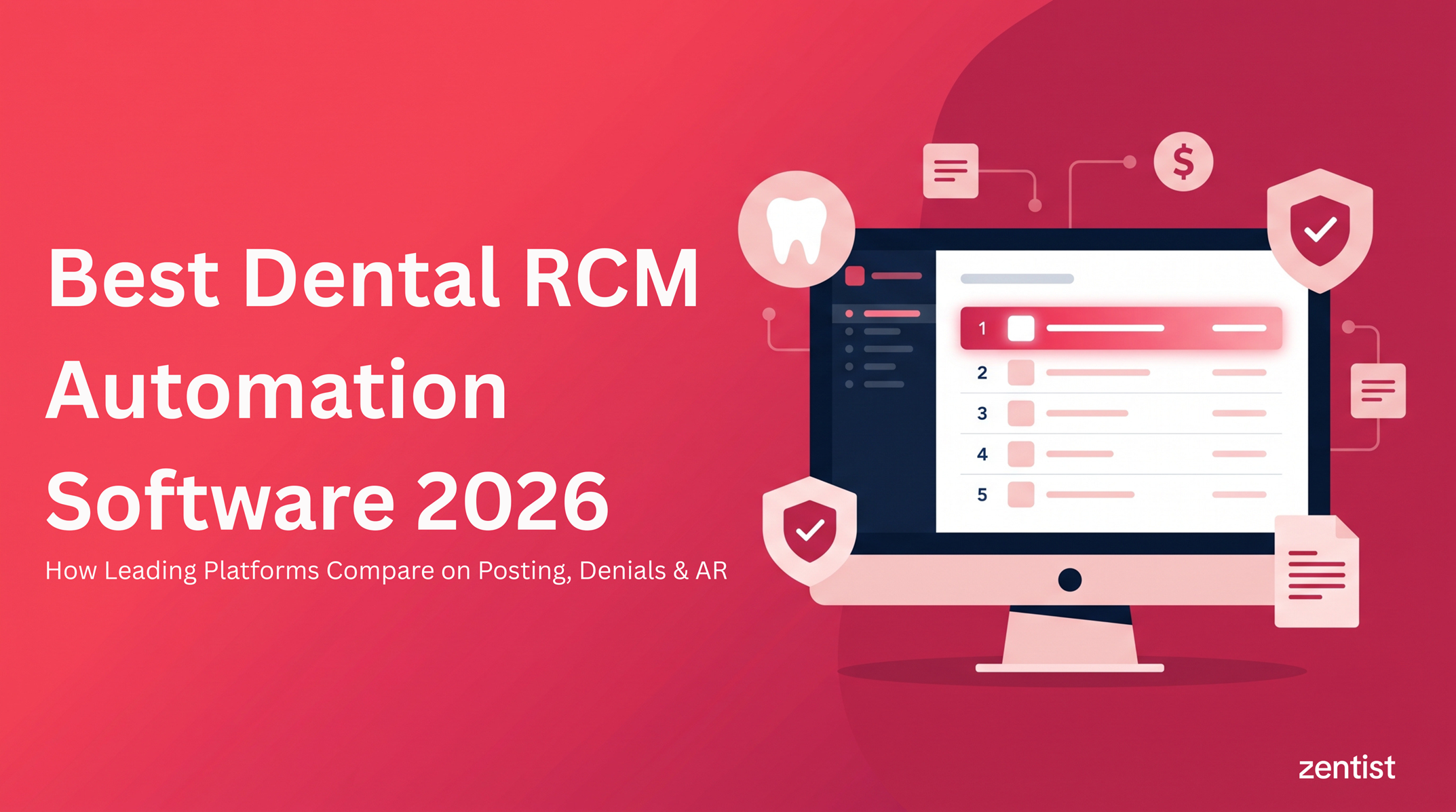 Compare the best dental RCM automation software in 2026 payment posting, EOB processing, denial management, AR, eligibility, and more. See how Zentist stacks up against InsideDesk, Lassie, Ventus AI, DayDream, and CareStack.