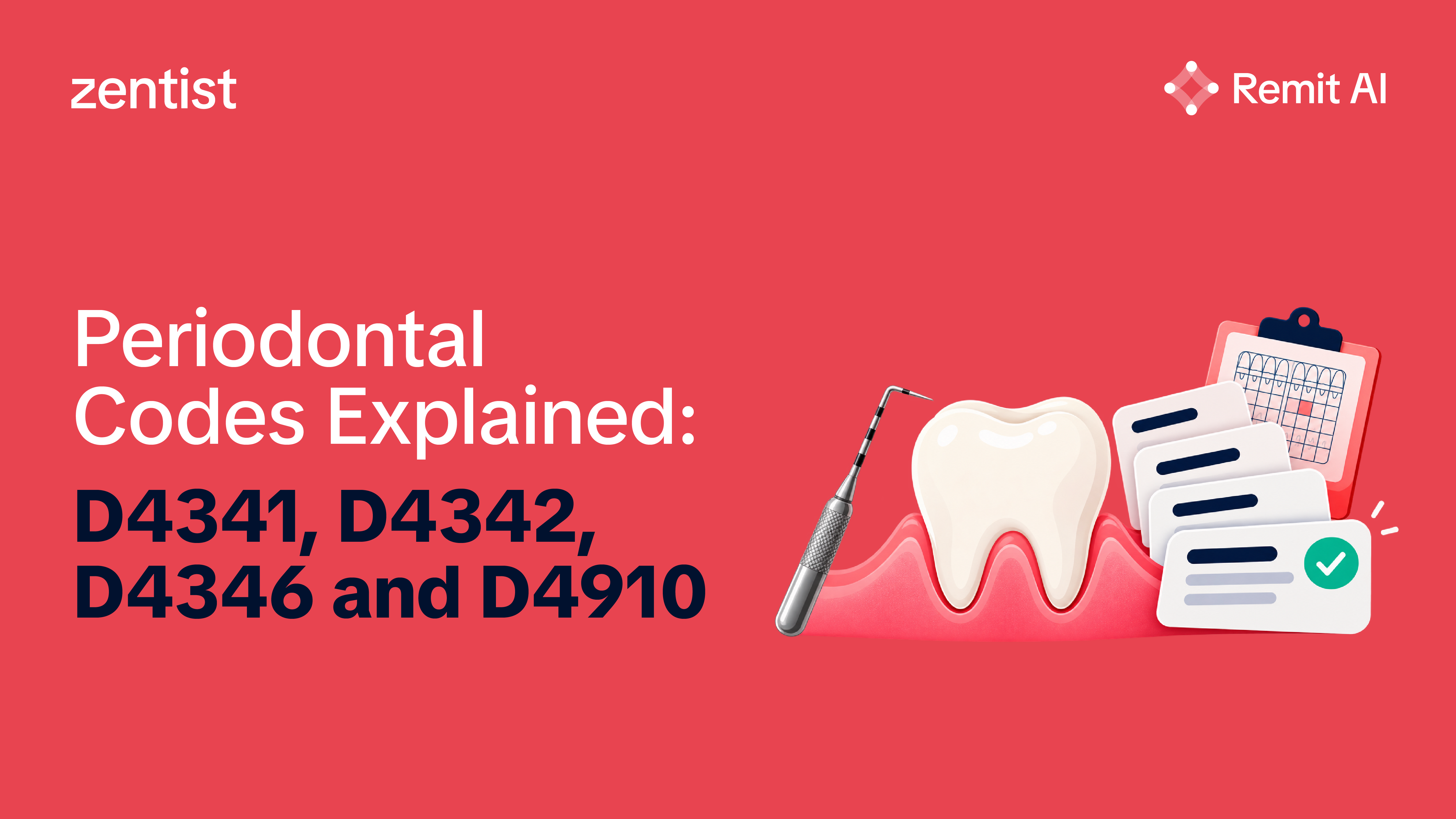 Periodontal codes explained: when to bill D1110, D4346, D4341, D4342, D4355 and D4910, what payers expect, and how to catch perio denials and downgrades. 