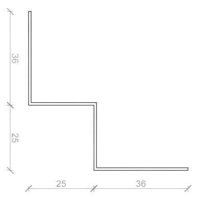 Data sheet Internal corner 36x25x25x36