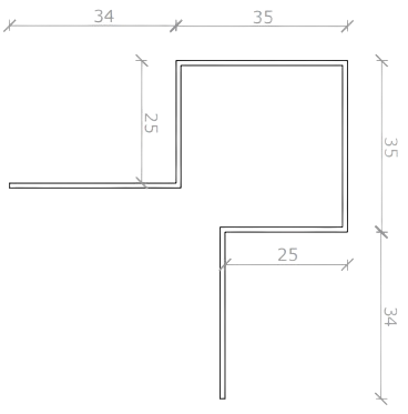 Datablad Hjørneprofil 25x35x35x25