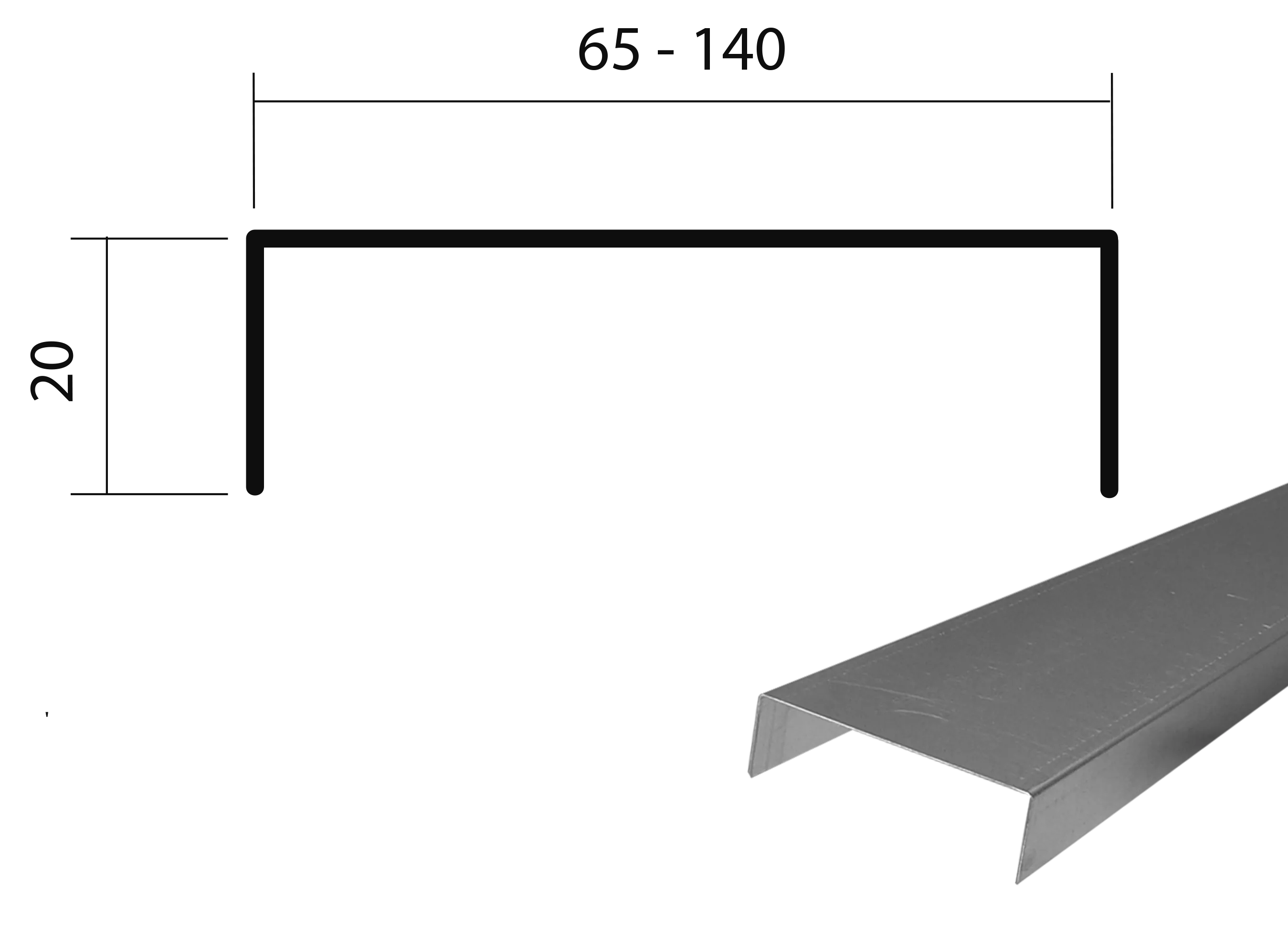 Glued-Laminated Timber Profile – Product Photo and Technical Drawing with Dimensions