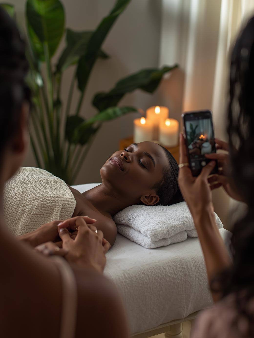Créateur partageant une expérience de massage dans un spa en Afrique pour attirer de nouveaux clients via Trenderz