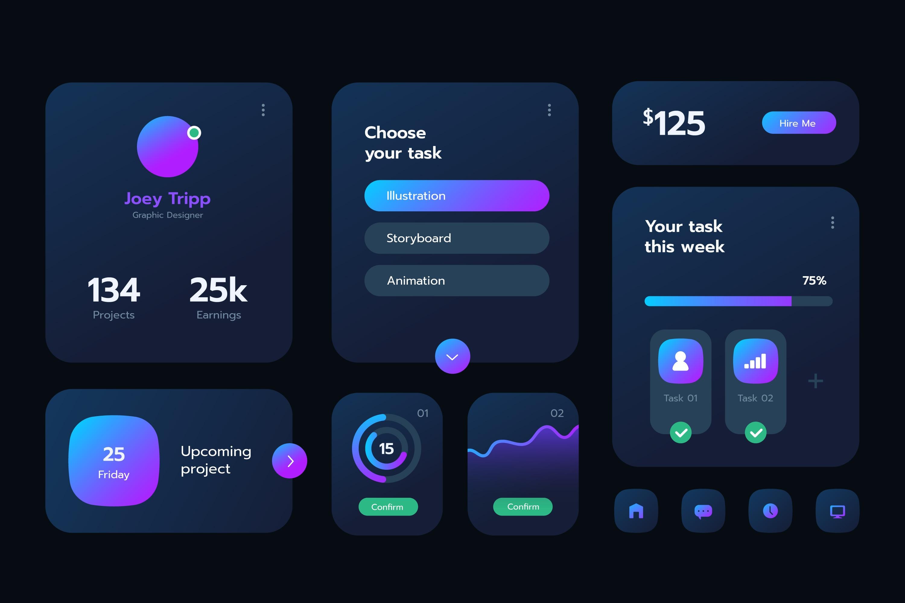 Gradient ui/ux elements collection