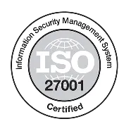 ISO 27001 certification logo – Information Security Management System certified.