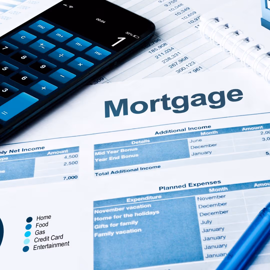 pile of papers labeled mortgage