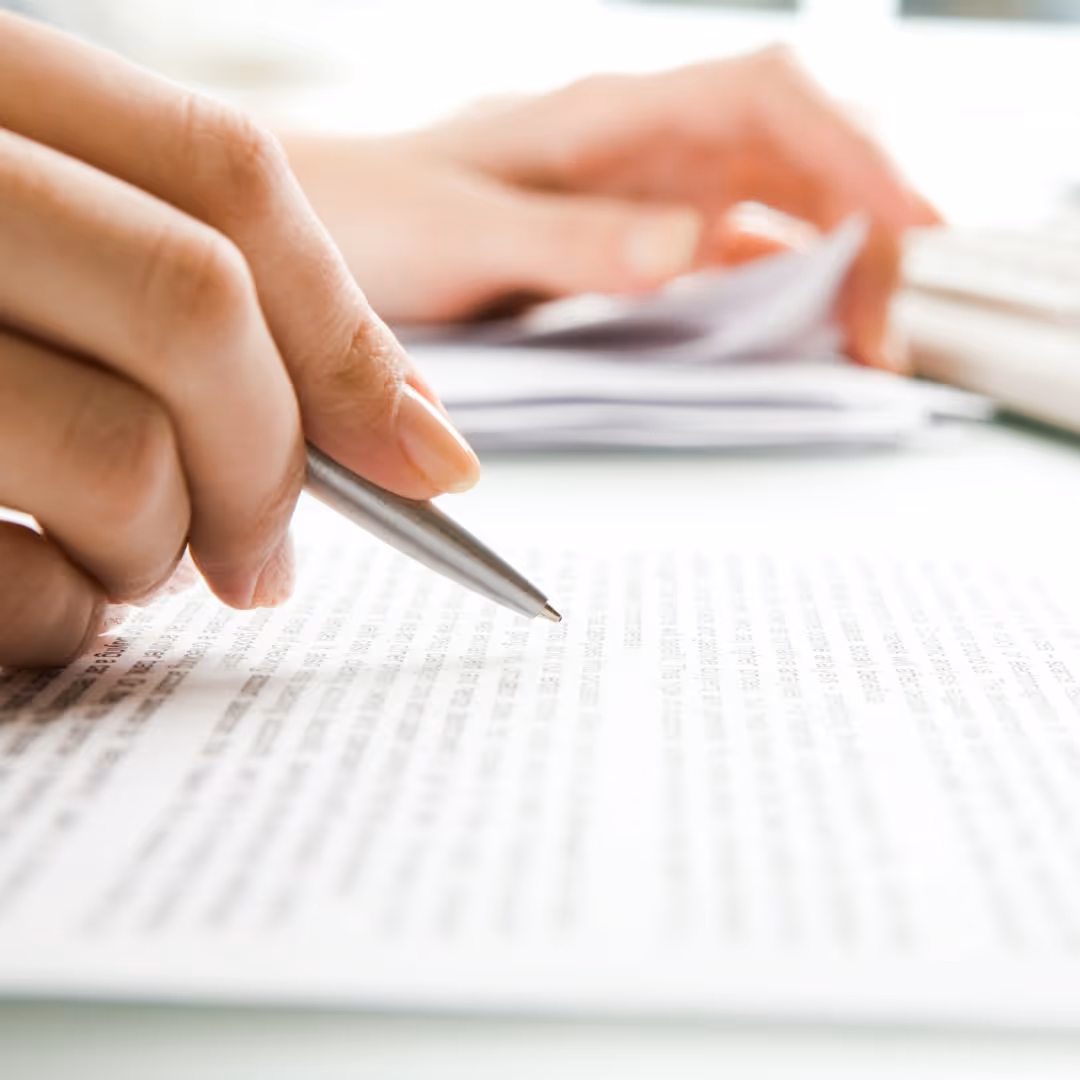 Person reviewing a document