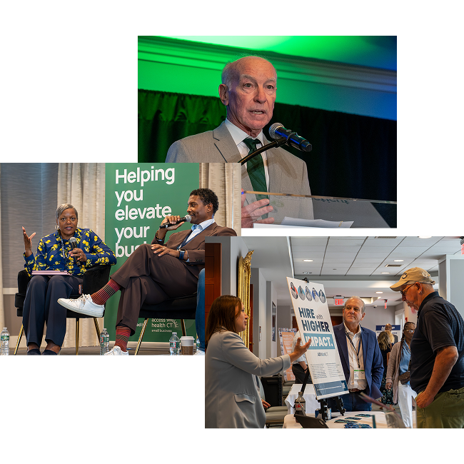 A collage of images from the day of the event