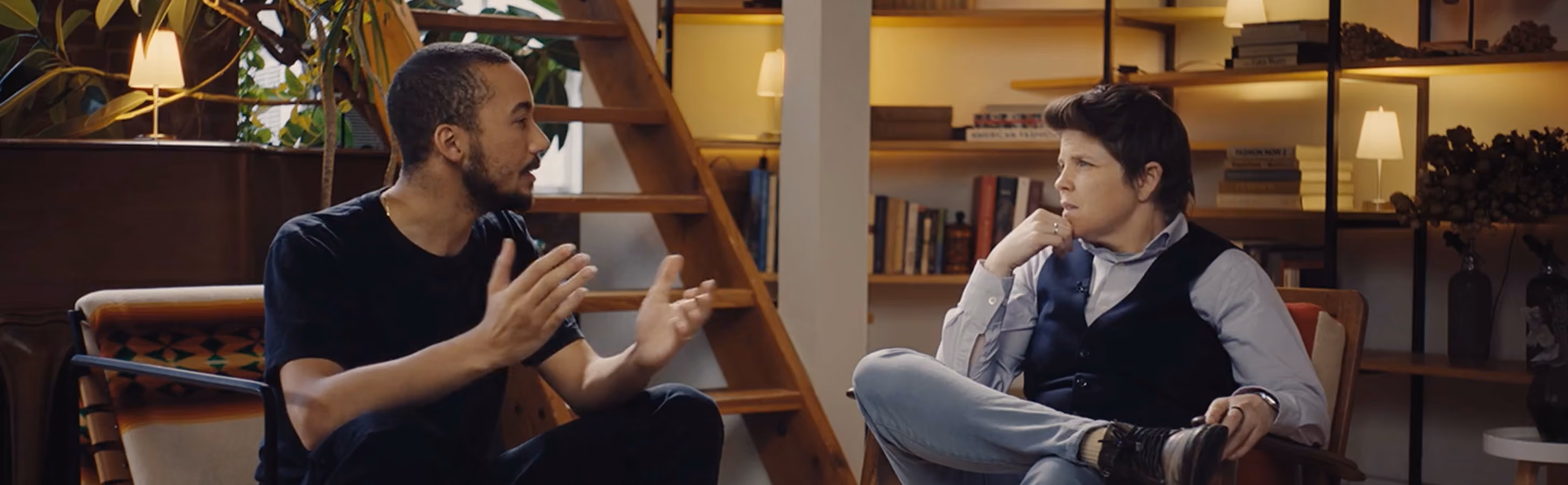 Spring Health Creative Director Shakeil Greely and Sage course leader Kerry Symon talk on set