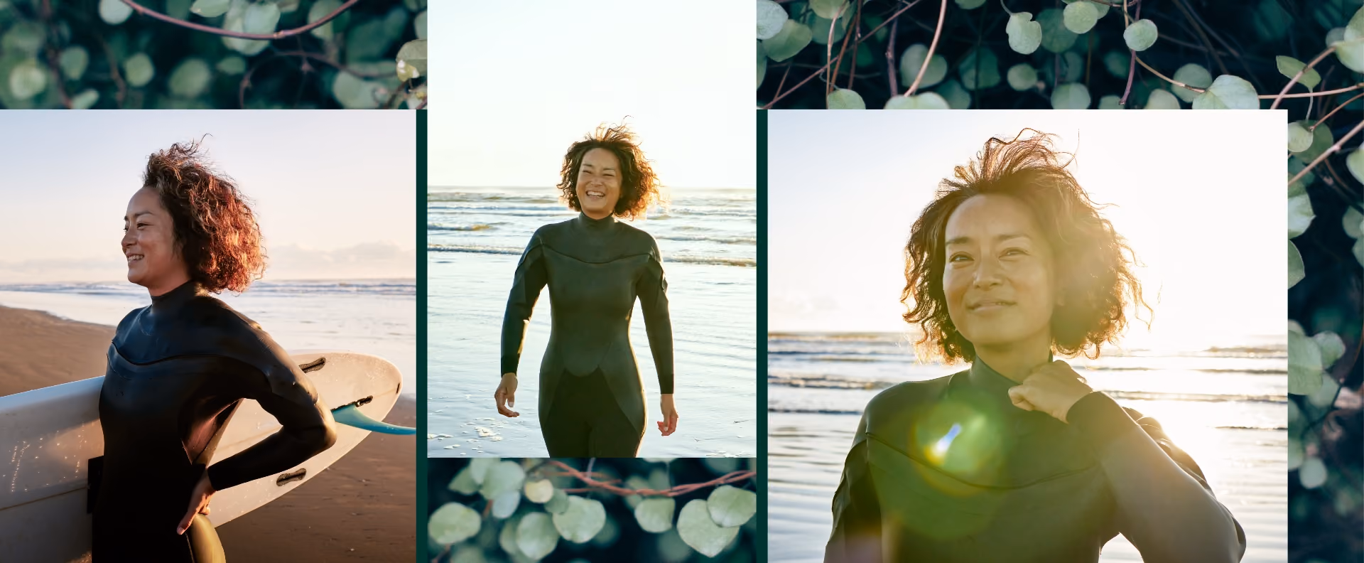 Woman standing on the beach after surfing