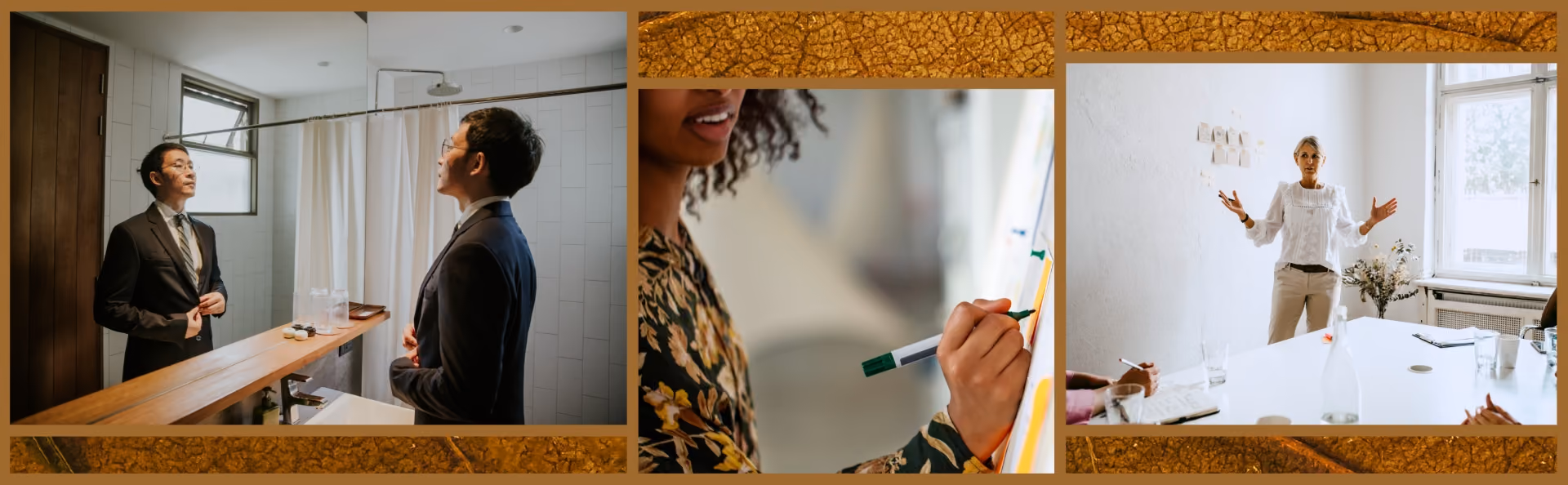 A woman writing notes on a whiteboard