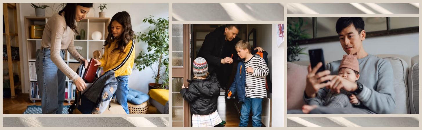 A man putting on his neurodivergent child's coat