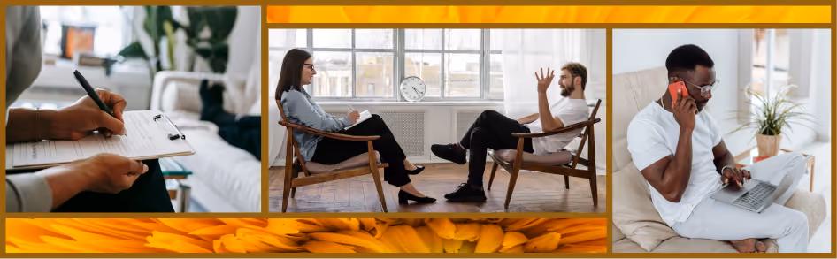 A therapist writing down notes in a session