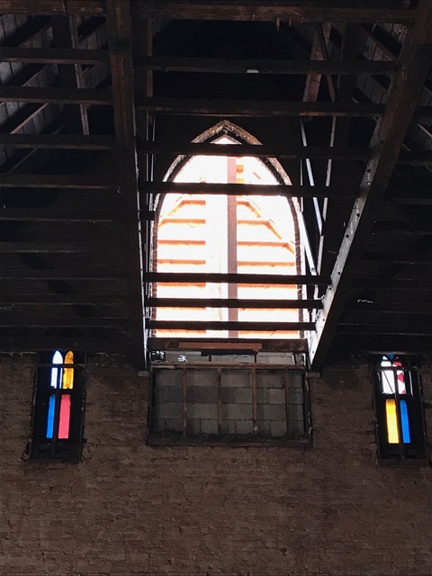 The front gothic window was filled in