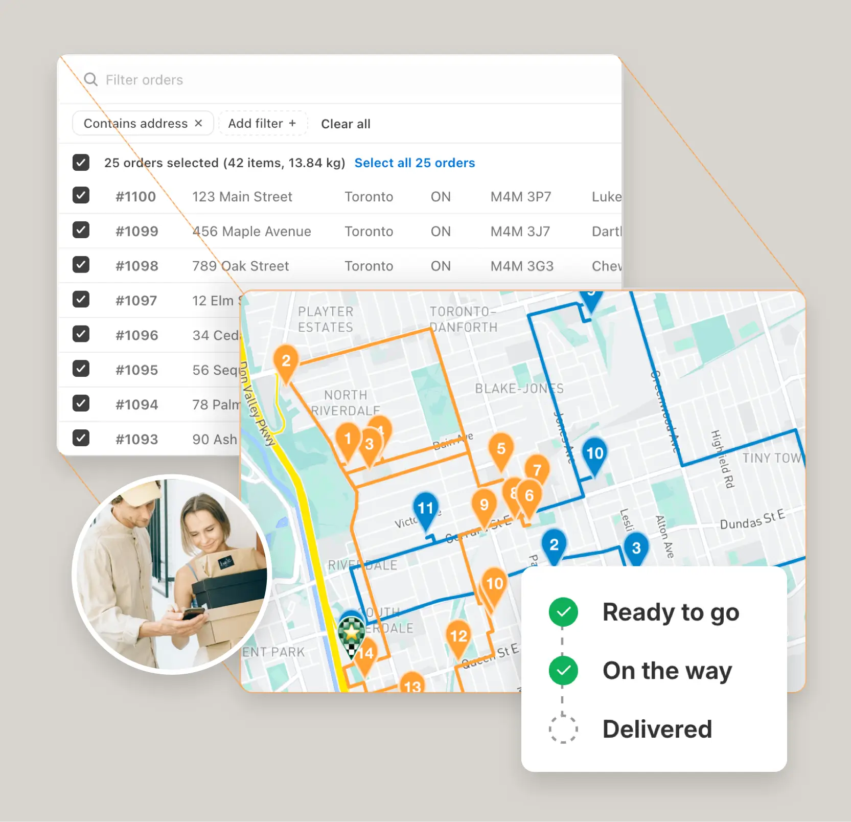 Create optimized delivery routes from your orders.