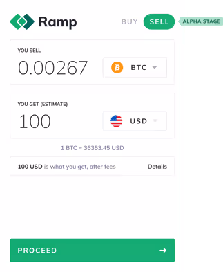 alpha off-ramp widget preview