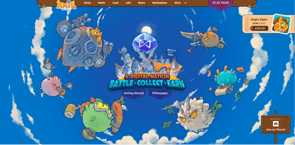Axie Infinity Home Page screenshot