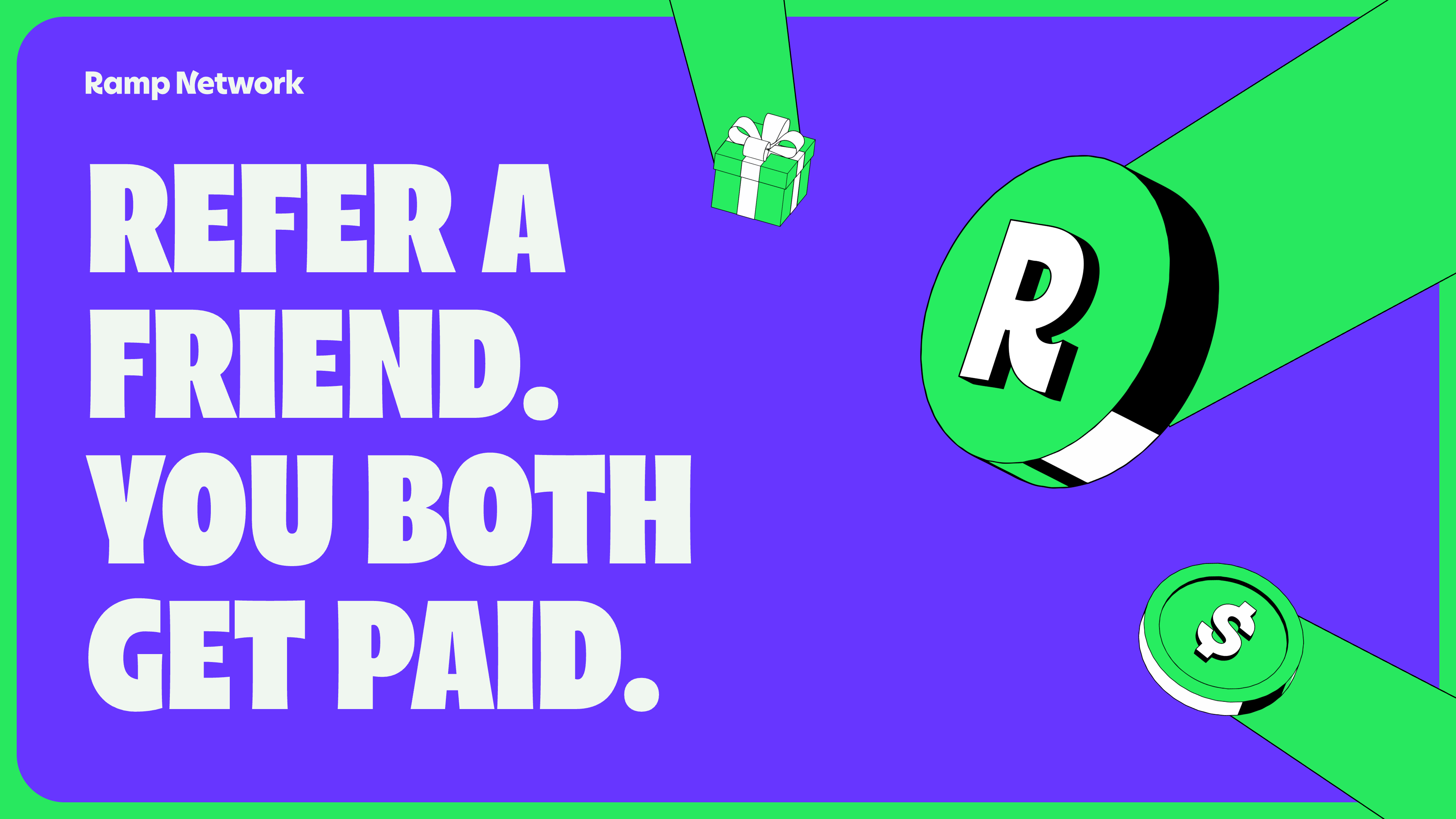 Refer a friend to Ramp Network and you both get paid in USDC