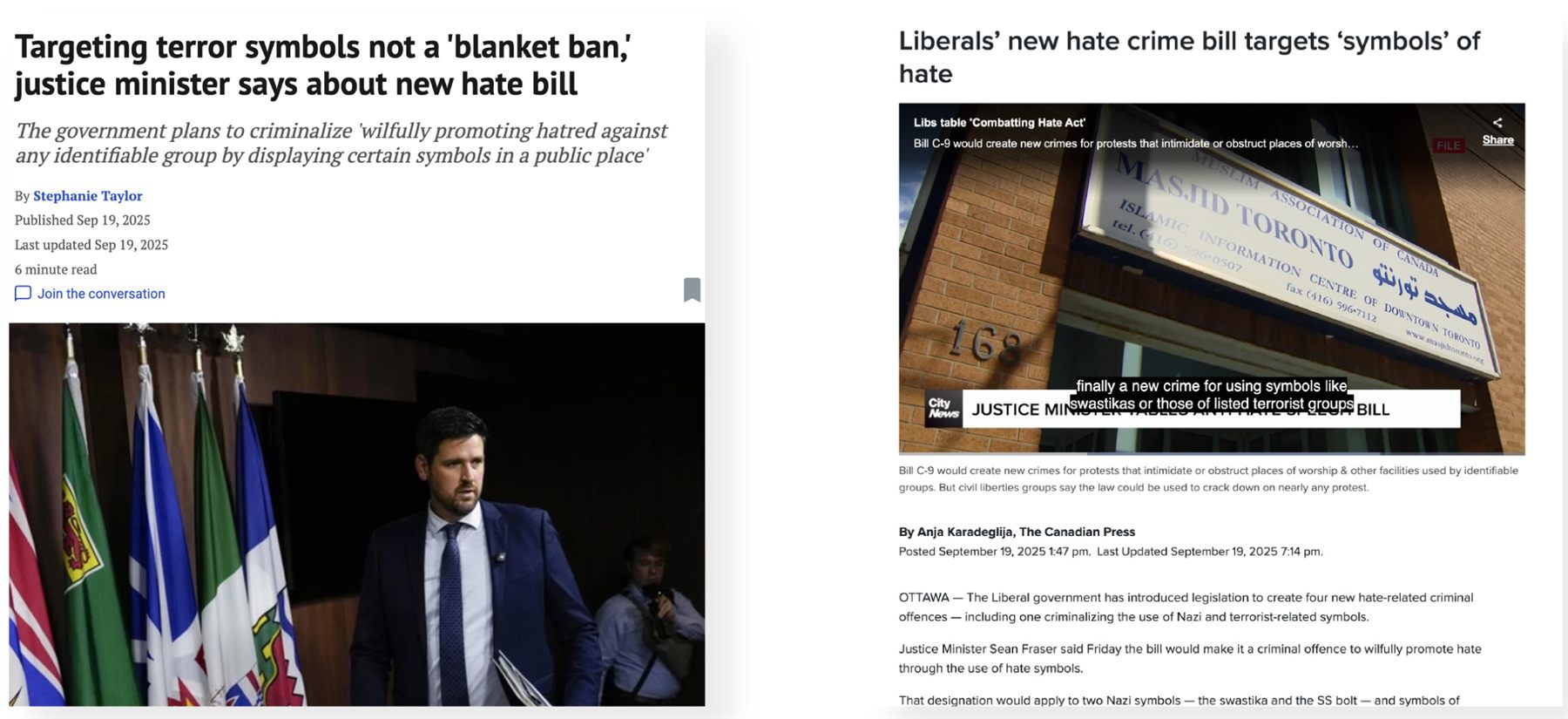 News coverage: Canadian government announces new hate crime legislation