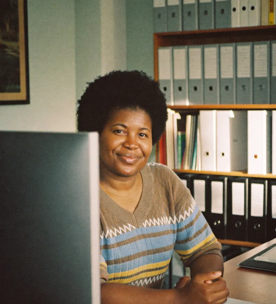 A bookkeeper who runs her own practice at her desk